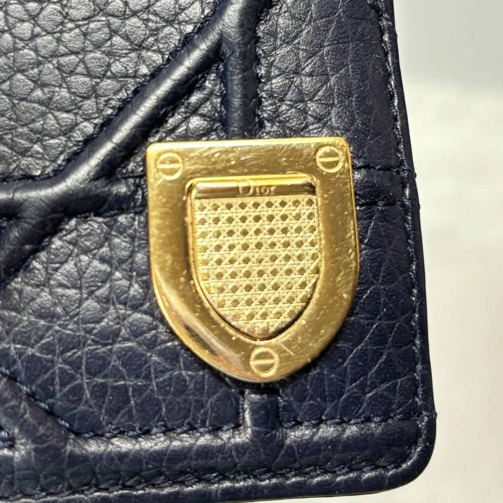 ❤️ Dior (Diorama) Blue Leather Card Holder Wallet A506P63